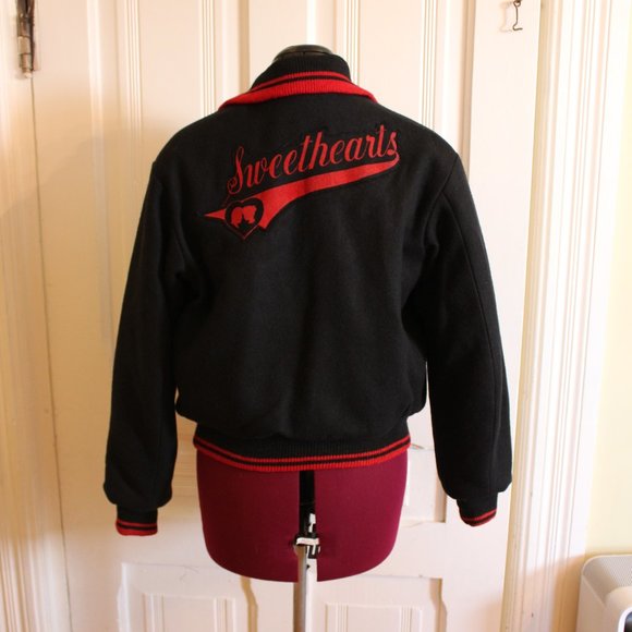 1950s Varsity Letterman Butwin Jacket Black & Red - Picture 9 of 12